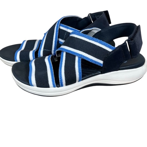 Clarks Shoes - Cloudsteppers By Clarks Mira Lily Navy Blue Sandals Shoes NWT